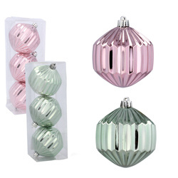 Bombki choinkowe komplet 3szt. bombek plastikowych 8cm mięta róż