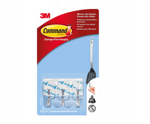 Haczyk przezroczysty z metalowym uchwytem COMMAND 3 szt. 225g