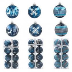 Bombki choinkowe komplet 8 szt bombek plastikowych 6cm niebieskie 3 motywy