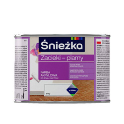 Farba akrylowa na zacieki plamy ŚNIEŻKA biała 0,4L