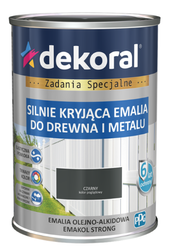 Farba olejno-alkidowa DEKORAL EMAKOL STRONG czarny mat 0,9L