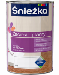 Farba akrylowa na zacieki plamy ŚNIEŻKA biała 1L