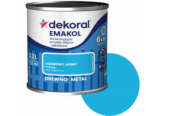 Farba olejno-alkidowa DEKORAL EMAKOL STRONG lazurowy jasny połysk 0,2L