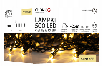 Lampki choinkowe LED 500L 28m białe ciepłe