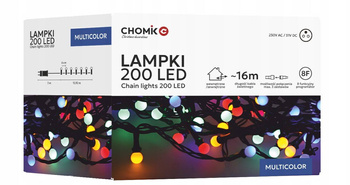 Lampki choinkowe LED kulki 200L 19m multikolor