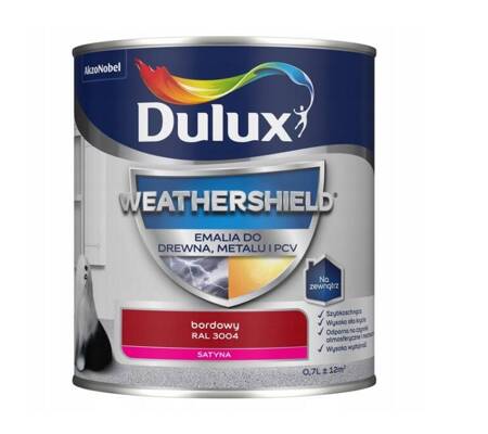 Emalia DULUX Weathershield drewno,metalu bordo 0,7L