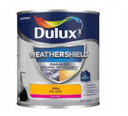 Emalia DULUX Weathershield drewno,metalu żółty 0,7L