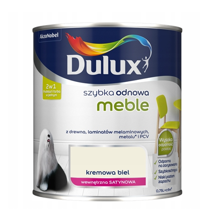 Farba szybka odnowa mebli DULUX kremowa biel 0,75L