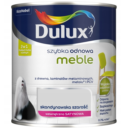 Farba szybka odnowa mebli DULUX skandynawska szarość 0,75L