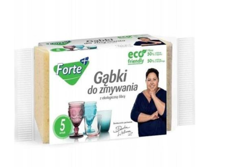 Gąbka do zmywania naczyń FORTE z ECO fibrą 5szt.