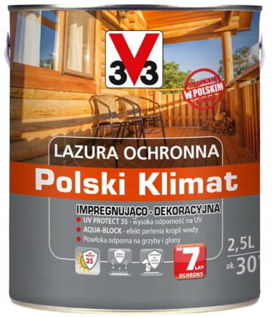 Lazura ochronna V33 POLSKI KLIMAT impregnująco-dekoracyjna PALISANDER 2,5L 