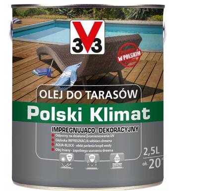 Olej do tarasów V33 POLSKI KLIMAT bezbarwny 2,5L