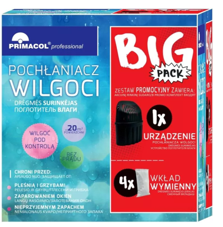 Pochłaniacz wilgoci PRIMACOL Big Pack urządzenie srebrne i 4wkłady