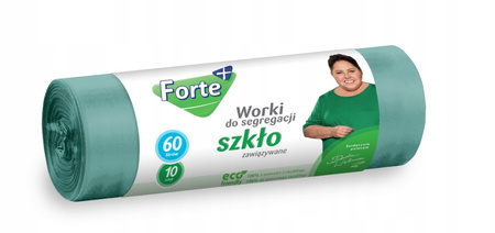 Worki na śmieci FORTE 60L 10szt. zielona do szkła