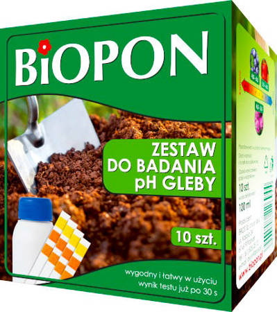 Zestaw do badania pH gleby BIOPON 10sadzetek + 100ml